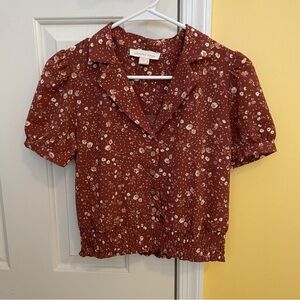 Monteau orange-brown floral summery top - medium